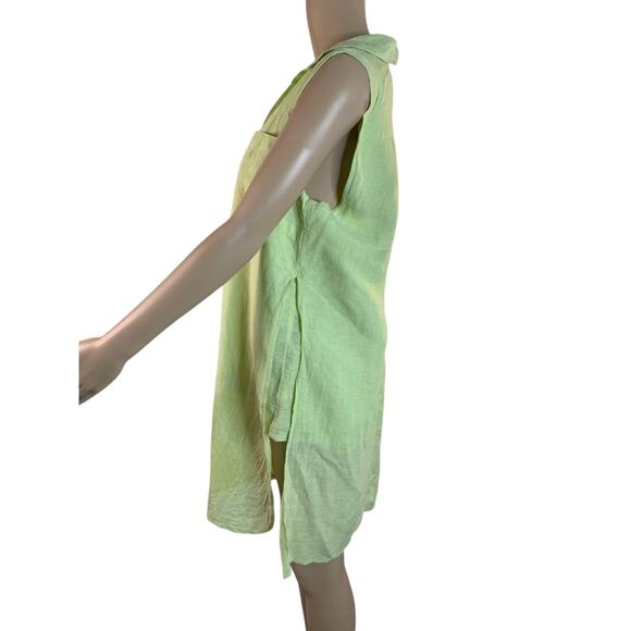 Chico's 100% Linen Mini Shift Dress Button Down Sleeveless Pockets Size Medium - Picture 6 of 11
